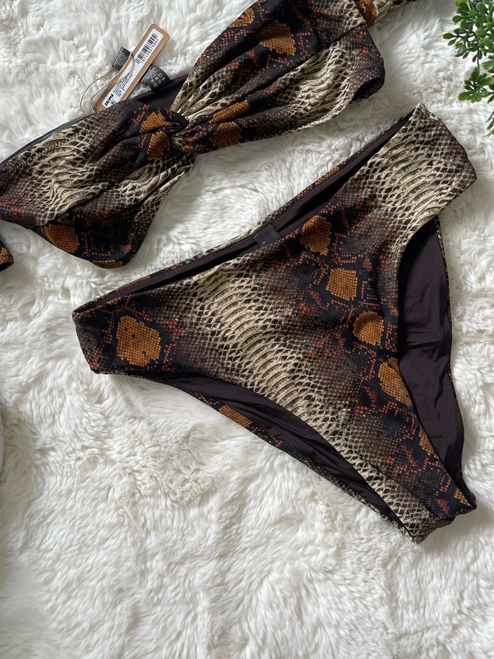 SKIMS Desert Snake Print High Leg Bikini Set – Top & Bottom – NWT Size M